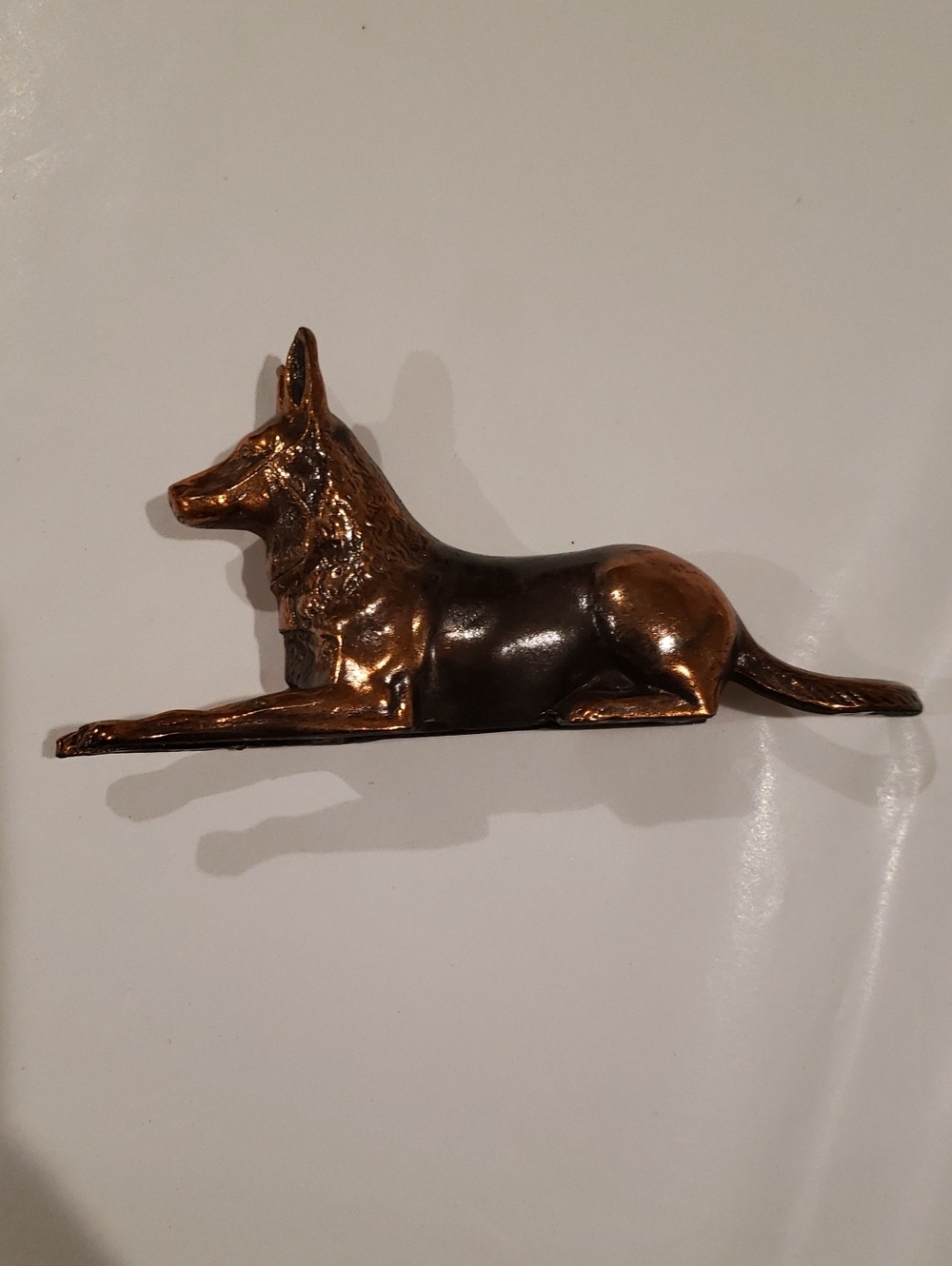Vintage Bronze-Tone Metal German Shepherd Dog Figurine - Art Deco